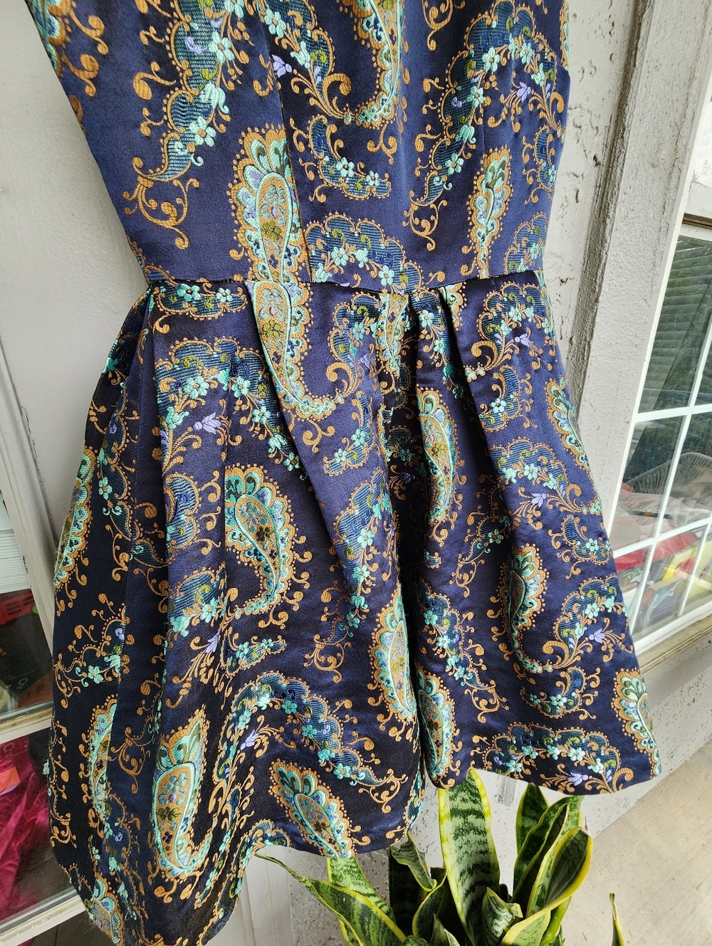Cynthia Rowley paisley brocade A-line dress Sz 6 $300 MSRP B13 - Picture 5 of 5